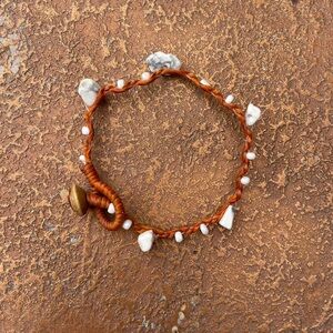 Boho beach White and brown stone beaded bracelet